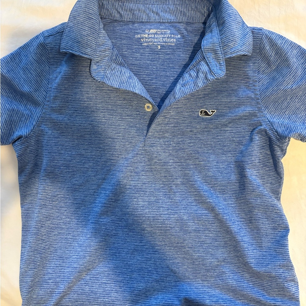 Vineyard Vines Boys Blue Subtle Striped Polo